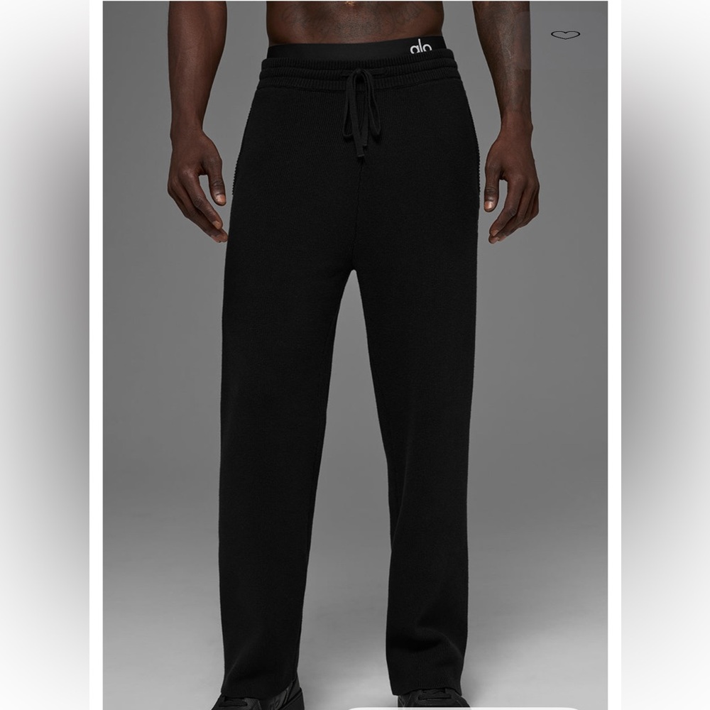 EUC alo yoga scholar knit straight leg pant in black size S